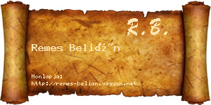 Remes Belián névjegykártya